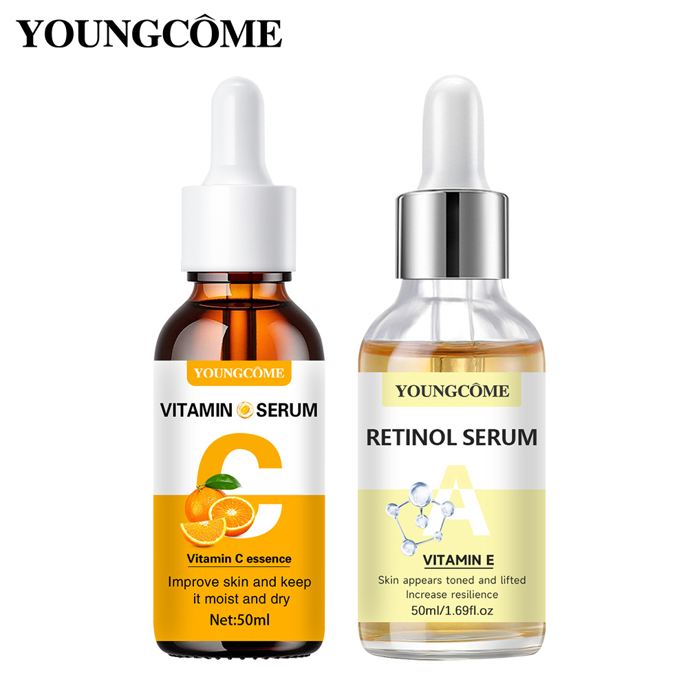 Ferulic Acid Serum - 2 ชิ้นวิตามินซีและเรตินอลเซรั่มเสริมความอุดมไปด้วย VC,ให้ผิวให้ความชุ่มชื้นและเรียบเนียน, เรียบเนียนริ้วรอยและริ้วรอย,ผิวที่ละเอียดอ่อน
