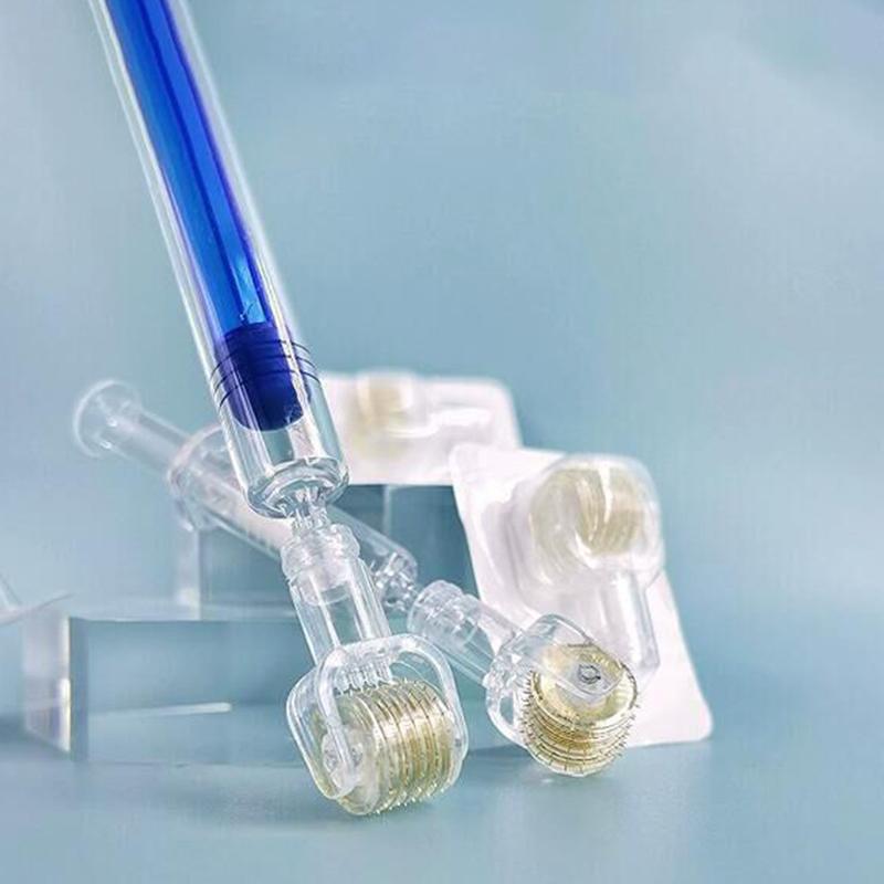 Skincare Acne - ไมโครนีดเดิลโรลเลอร์สแตมป์ 0.25 มม. - ที่ทาเซรั่มสำหรับการเจริญเติบโตของหนวดเครา หนังศีรษะ