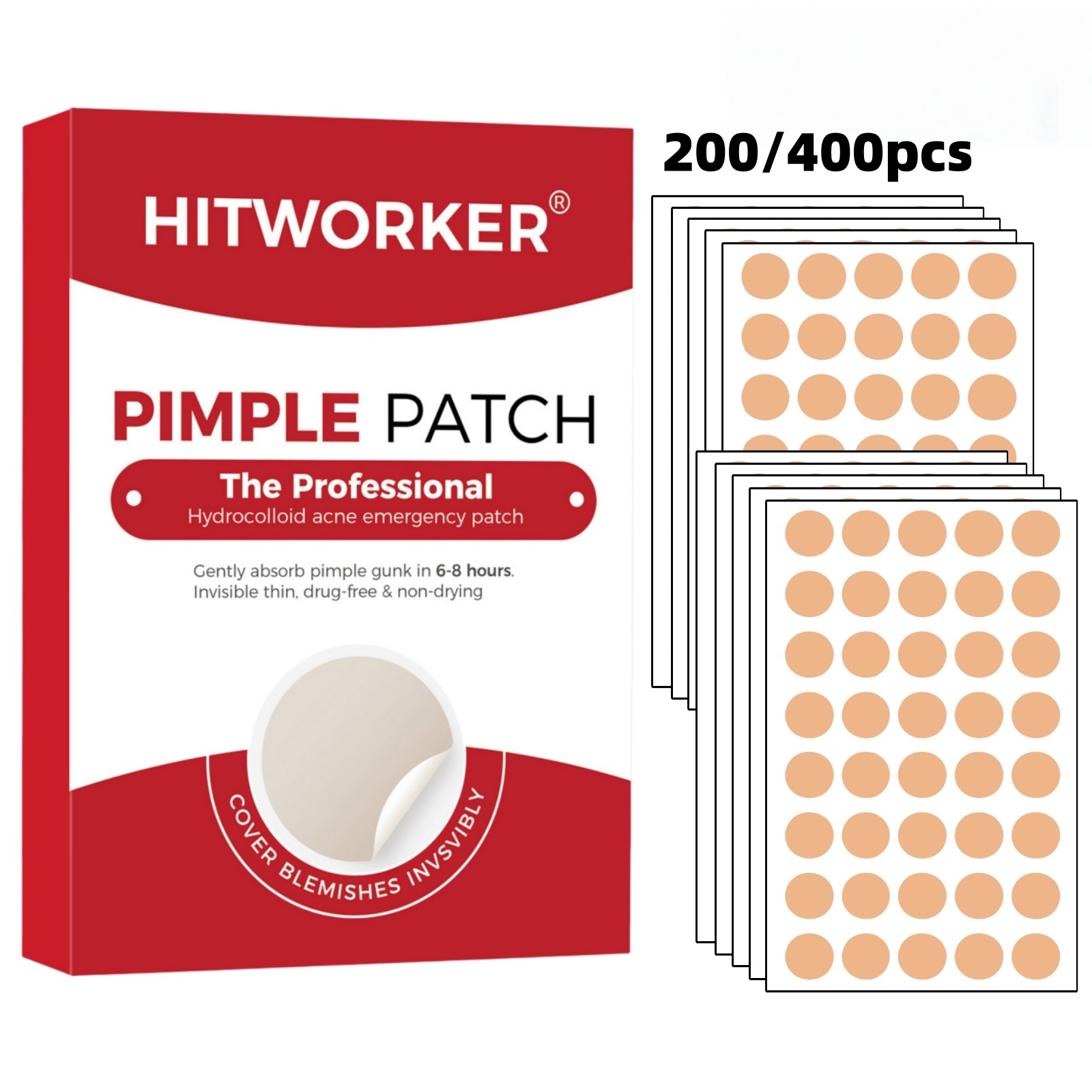 Skincare Whitening - แผ่นแปะสิวสีเข้ม 200/400 ชิ้น บางเฉียบ ปกปิด ซ่อนรอย