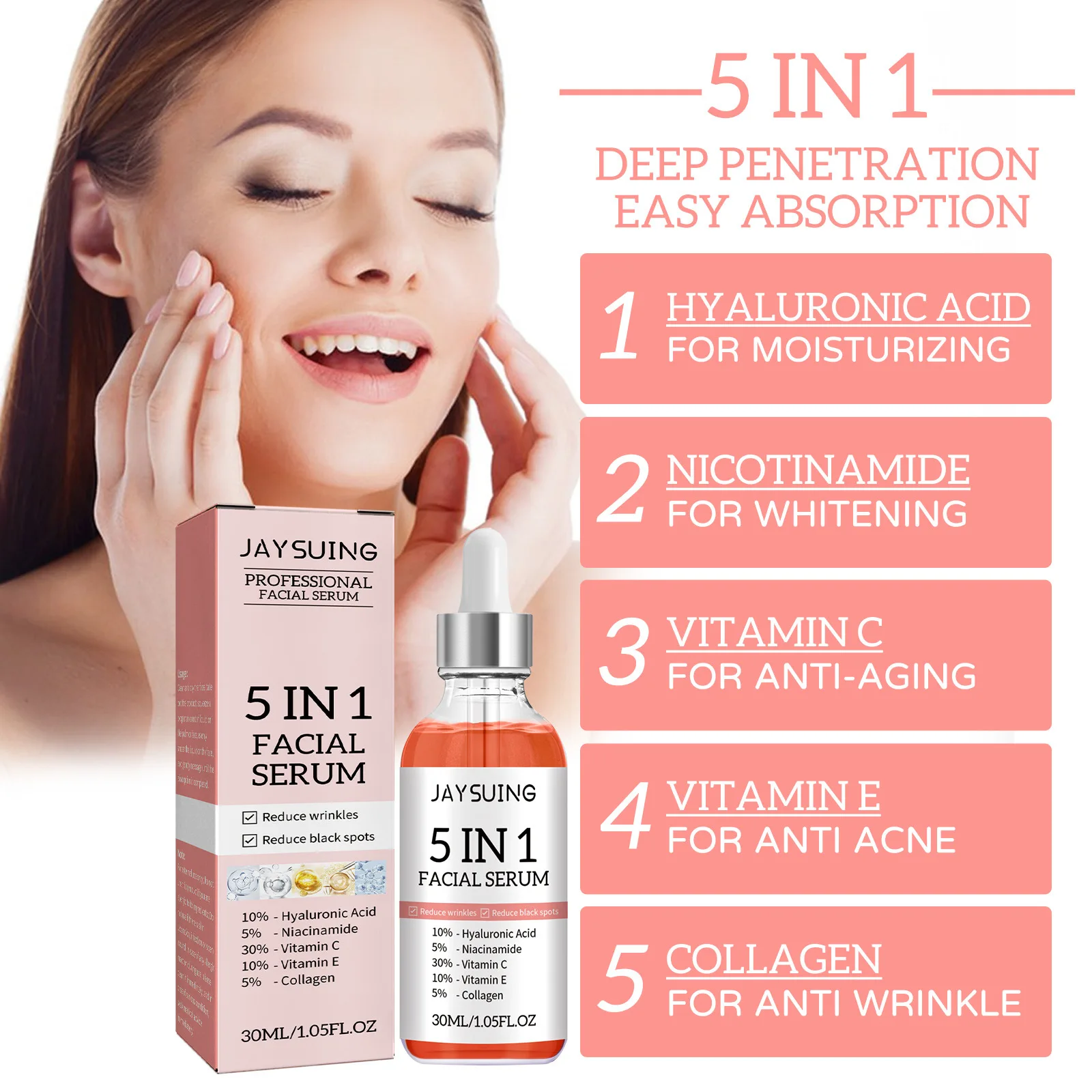 5 In 1 Moisturizing Facial Ser - Ferulic Acid Serum บทวิจารณ์และราคา