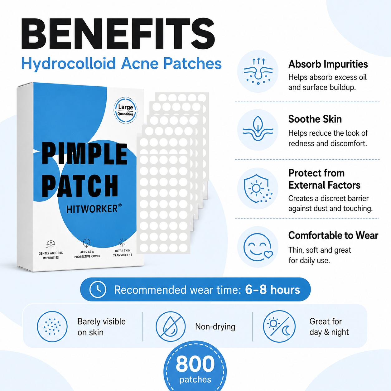 แผ่นแปะสิวไฮโดรคอลลอยด์ 800 ชิ - Skincare Acne บทวิจารณ์และราคา